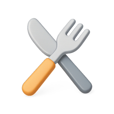 Stylized Cutlery Icon Featuring Knife and Fork