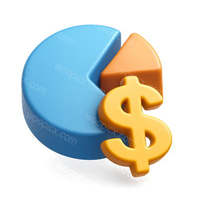 3D Dollar Sign Pie Chart Icon in Isometric View