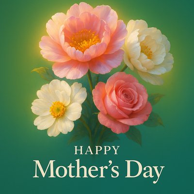Beautiful Mother's Day Greeting Card with Blossoming Flowers