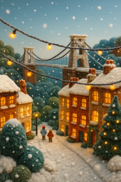 Charming Winter Scene of Clifton, Bristol in Wool Texture