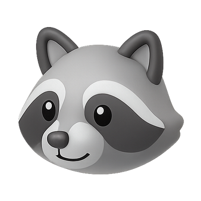 Cute Cartoon Raccoon Emoji Character Design
