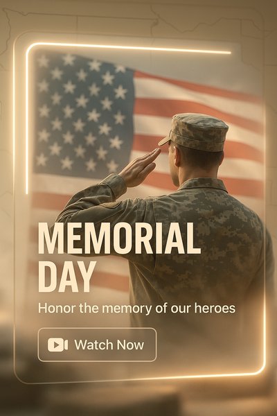 Memorial Day Tribute Graphic with Saluting Soldier