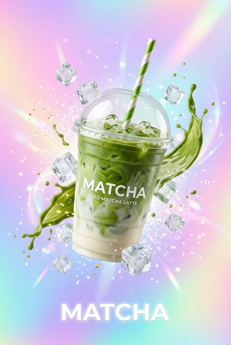 holographic matcha drink