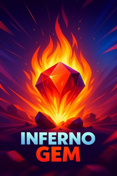 Dynamic Inferno Gem Illustration with Vibrant Colors