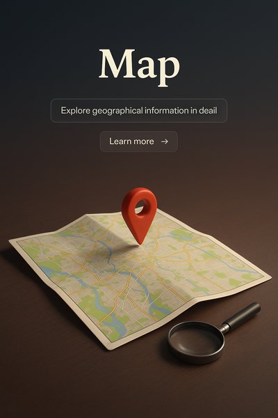 Realistic 3D Map Scene with Location Pin and Text Elements