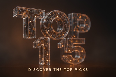 Hyperrealistic 3D Artwork of 'TOP 15' with Glowing Elements