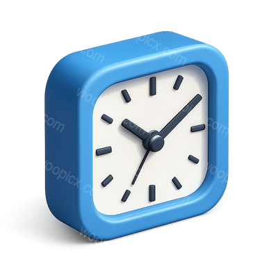 Stylish 3D Clock Icon with Isometric Design