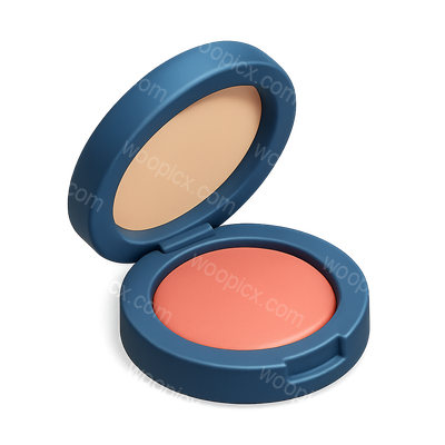 3D Blush Compact Icon with Volumetric Design
