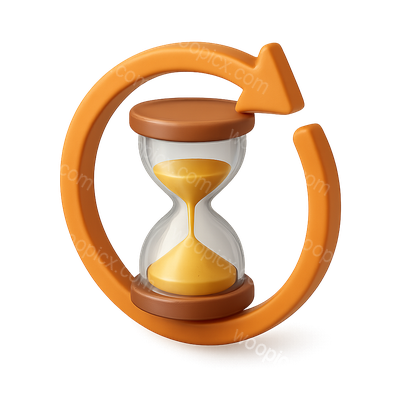 3D Hourglass Icon with Circular Arrow Design