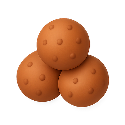 Three Textured Brown Balls Stacked