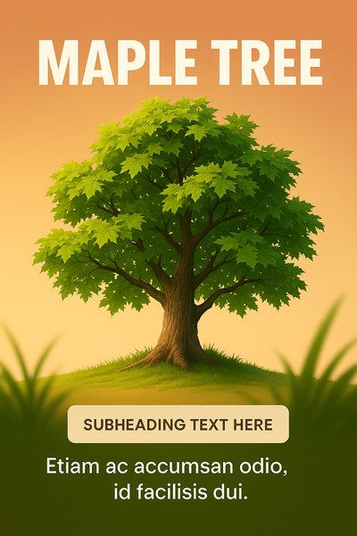 Illustrative graphic of a maple tree with a serene background