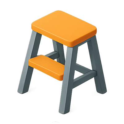 Stylish Two-Tier Step Stool with Orange Seat
