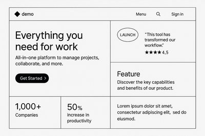 Modern Bento Landing Page Design with Minimalist Elements