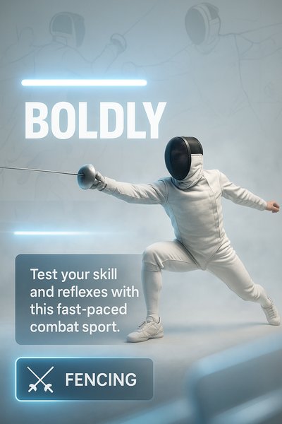 Dynamic Fencing Promotional Graphic Featuring Athlete in Action