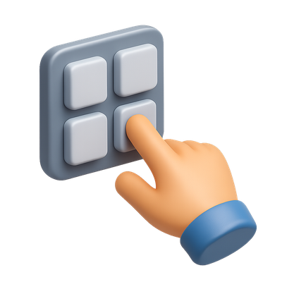 3D Hand Icon Pressing Buttons with Isometric View