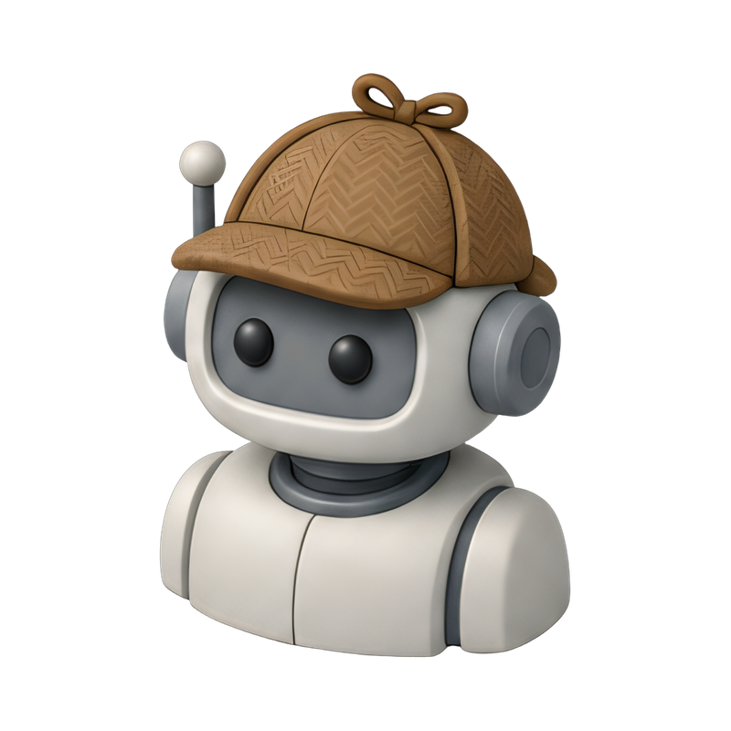 robot bust in detective hat