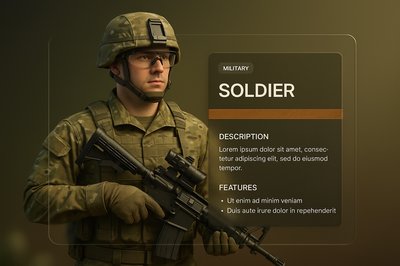 3D Illustration of a Soldier with Integrated Design Elements