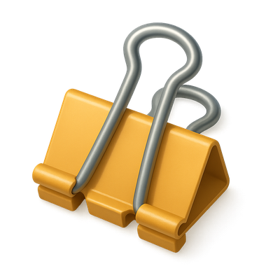 3D Icon of a Bulldog Clip with Isometric Design