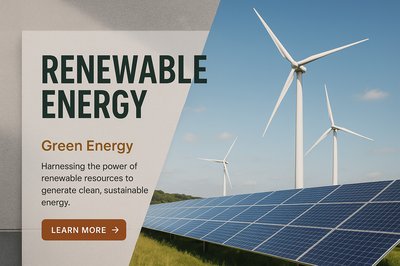 Realistic Renewable Energy Background Featuring Wind Turbines and Solar Panels