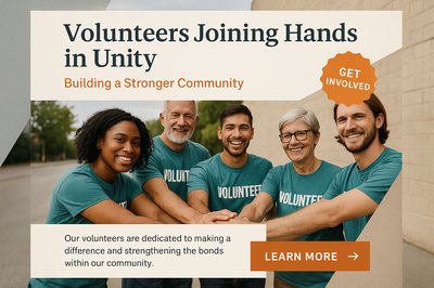 Volunteers Joining Hands in Unity for Community Strength