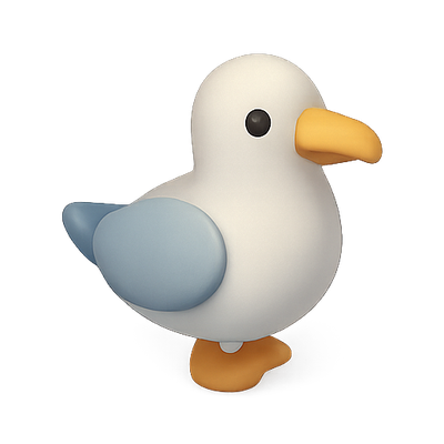 Stylized Cartoon Seagull Character Design