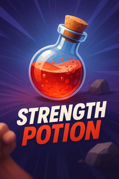 Dynamic Strength Potion Illustration with Bold Title Design