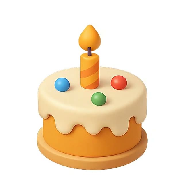 Colorful Birthday Cakes with Candles and Decorations