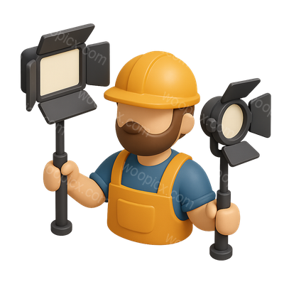 3D Gaffer Icon with Lighting Equipment in Isometric View