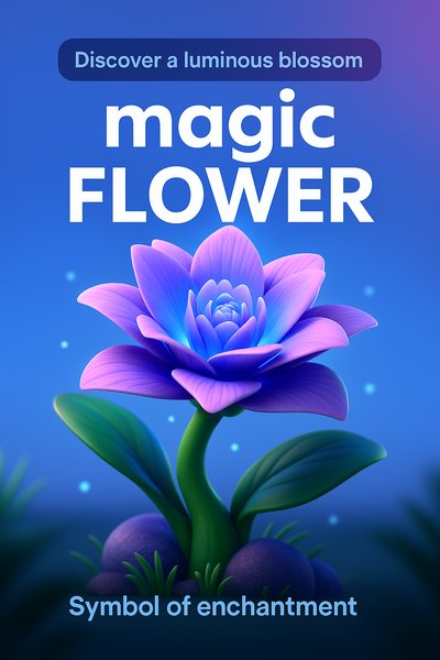 Enchanting Magic Flower Illustration with Text Elements