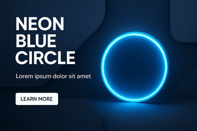 Modern Neon Blue Circle on Dark Background Design
