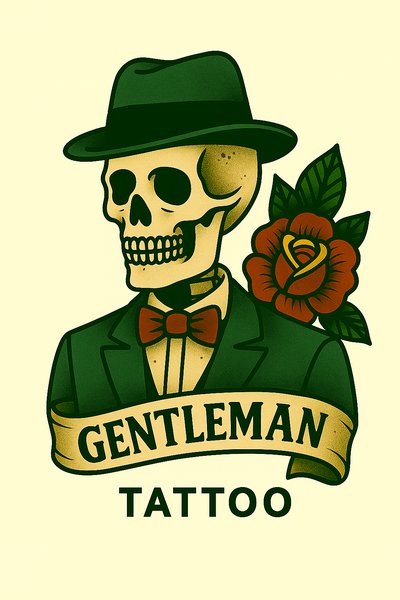 Vintage Tattoo Design Featuring a Gentleman Skeleton