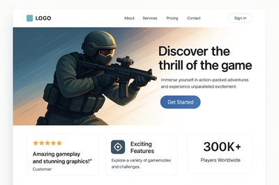 Dynamic Landing Page Design for Gaming Experience