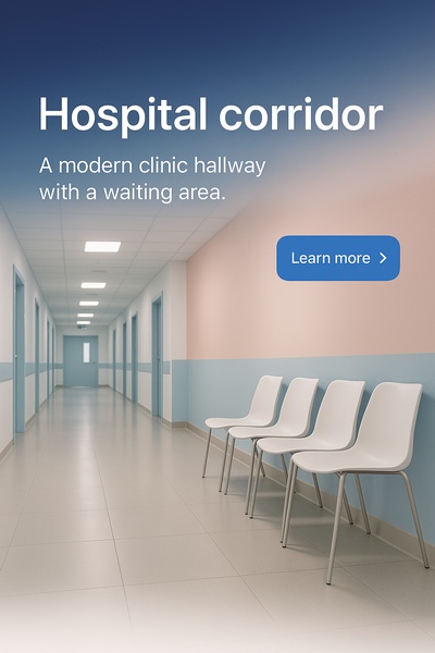 Modern Hospital Corridor with Waiting Area