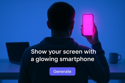 Captivating Neon Glow from a Smartphone in a Blue Scene