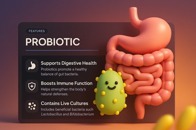 3D Illustration of Probiotics with Digestive Health Features