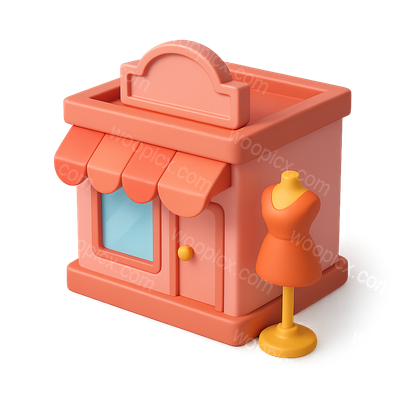 Stylish 3D Boutique Icon with Isometric Design
