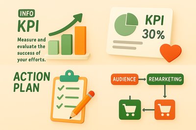 Colorful Infographic Representing KPI and Action Plan Concepts