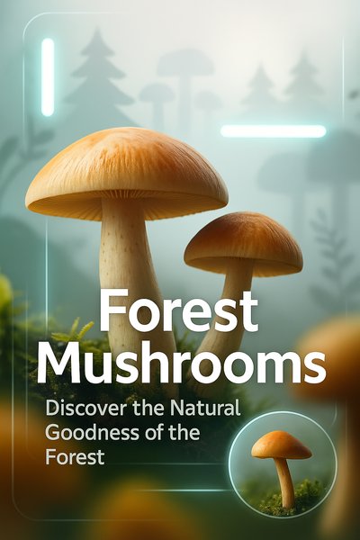 Realistic Forest Mushroom Design for Promotional Carousel Slide