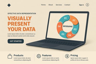 Modern Landing Page Design with Infographic Elements