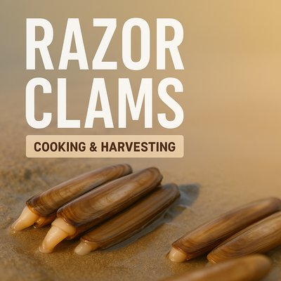Realistic YouTube Thumbnail Design for Razor Clams Cooking