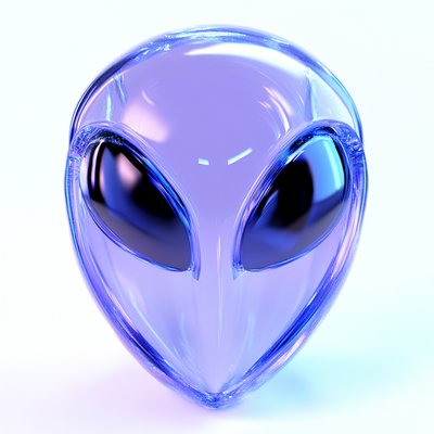 Futuristic Alien Head 3D Model with Transparent Design