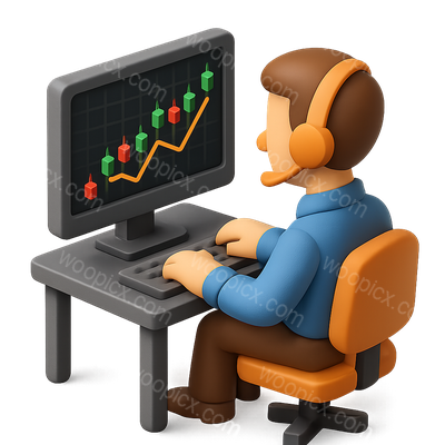 3D Trader Icon in Isometric View with Graph