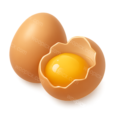 3D Cracked Egg Icon with Yellow Yolk