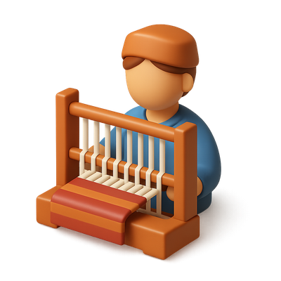 3D Weaver Icon in Isometric Style with Volumetric Design