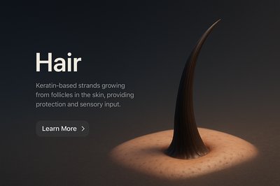 Detailed 3D Scene of Hair with Text Elements