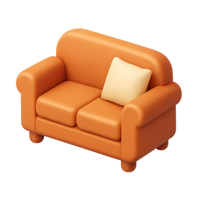 Stylish 3D Isometric Couch Icon with Pillow