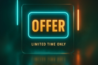 Eye-Catching Neon Offer Sign for Promotions