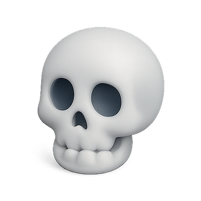 3D Cartoon Skull Icon for Various Uses