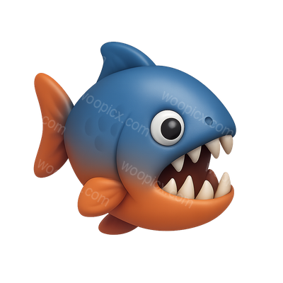 3D Icon of a Piranha with Sharp Teeth in Isometric View