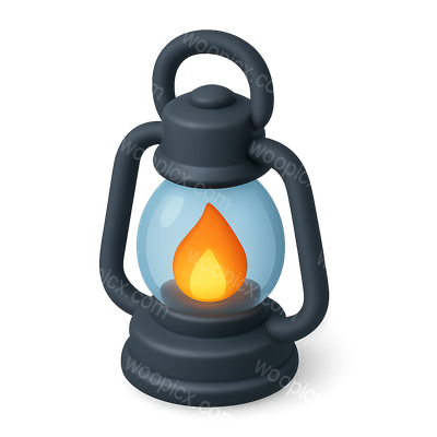Stylish 3D Lantern Icon with Flame Design